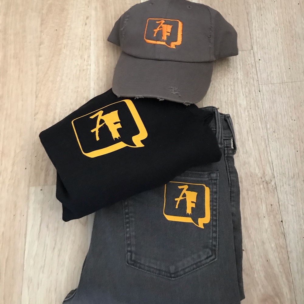 7F clothing sweater jeans and hat